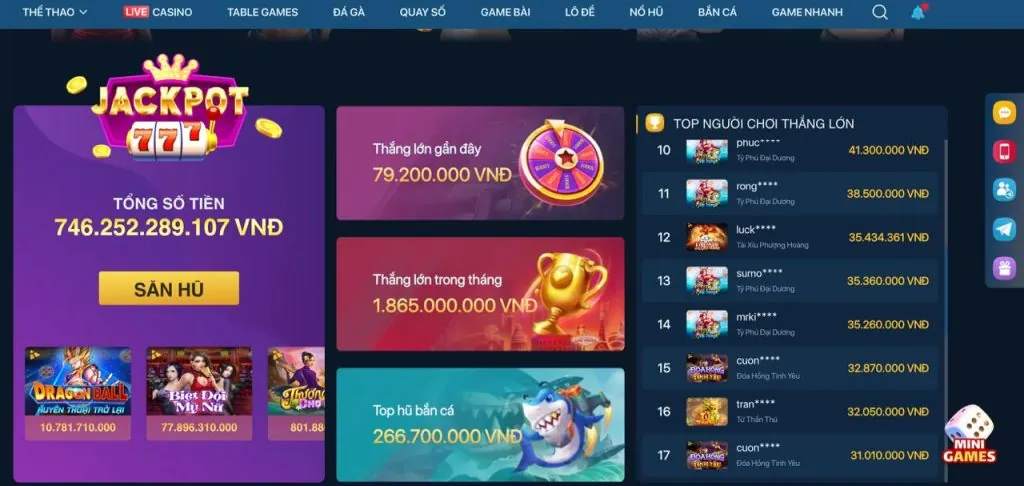 Game Nổ Hũ Jackpot lũy tiến